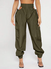 SXY Cut Out Waist Flap Pocket Cargo Pants